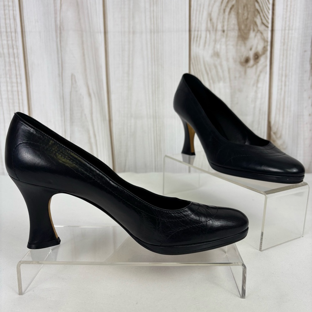 Donna Karen New York Pumps Leather Sleek Classic Sculpture Heel Black Size 6.5B - Picture 2 of 16
